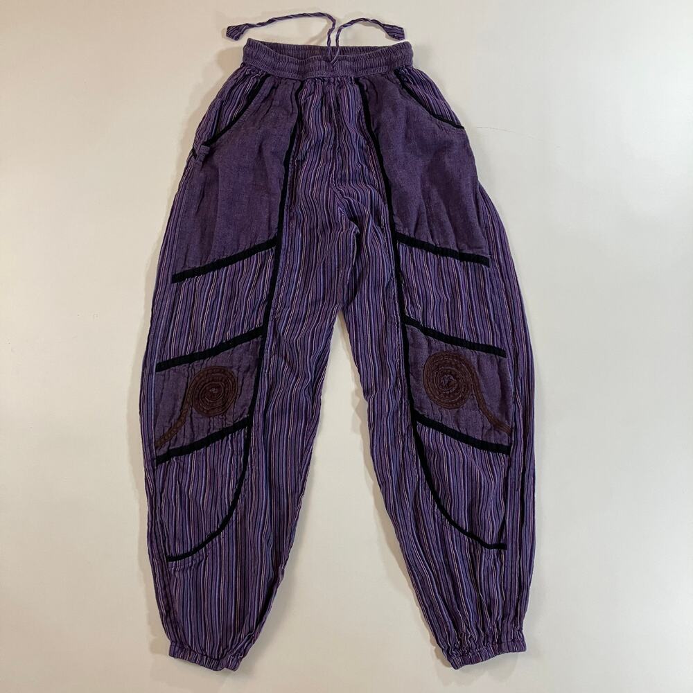 Namaste Santa Barbara Harem Pants Purple Cotton Patchwork Boho Hippie Nepal